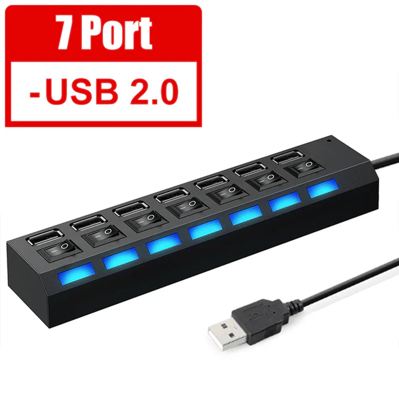 USB 3.0 HUB 3 0 HUB Multi USB Splitter 4/7 Port Expander Multiple USB 2.0 Hab Power Adapter USB3.0 Hub with Switch for PC Home