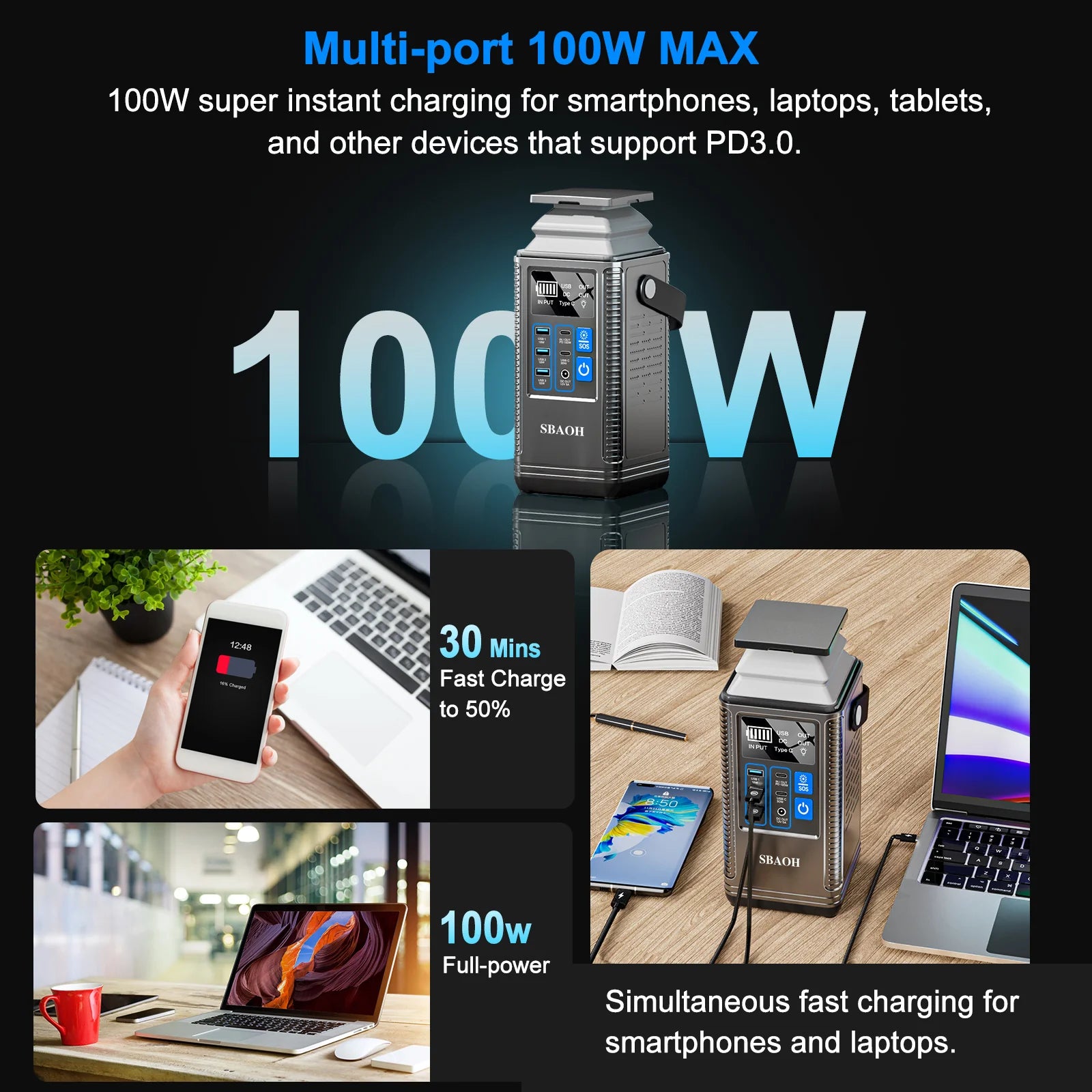 296Wh Lithium Battery Mobile Power Supply 80000Mah Portable Rechargeable Battery Outdoor Energy Storage Power Supply